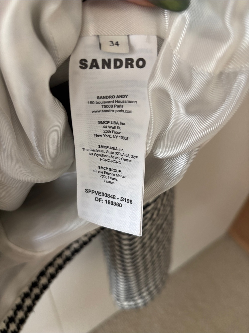 Sandro Black & White Houndstooth Cropped Blazer - Picture 2 of 4